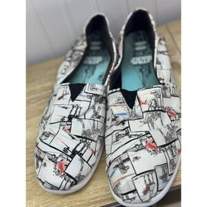 TOMS Star Wars AT-AT Comic Print Alpargata Slip On Shoes Mens 12 White Canvas